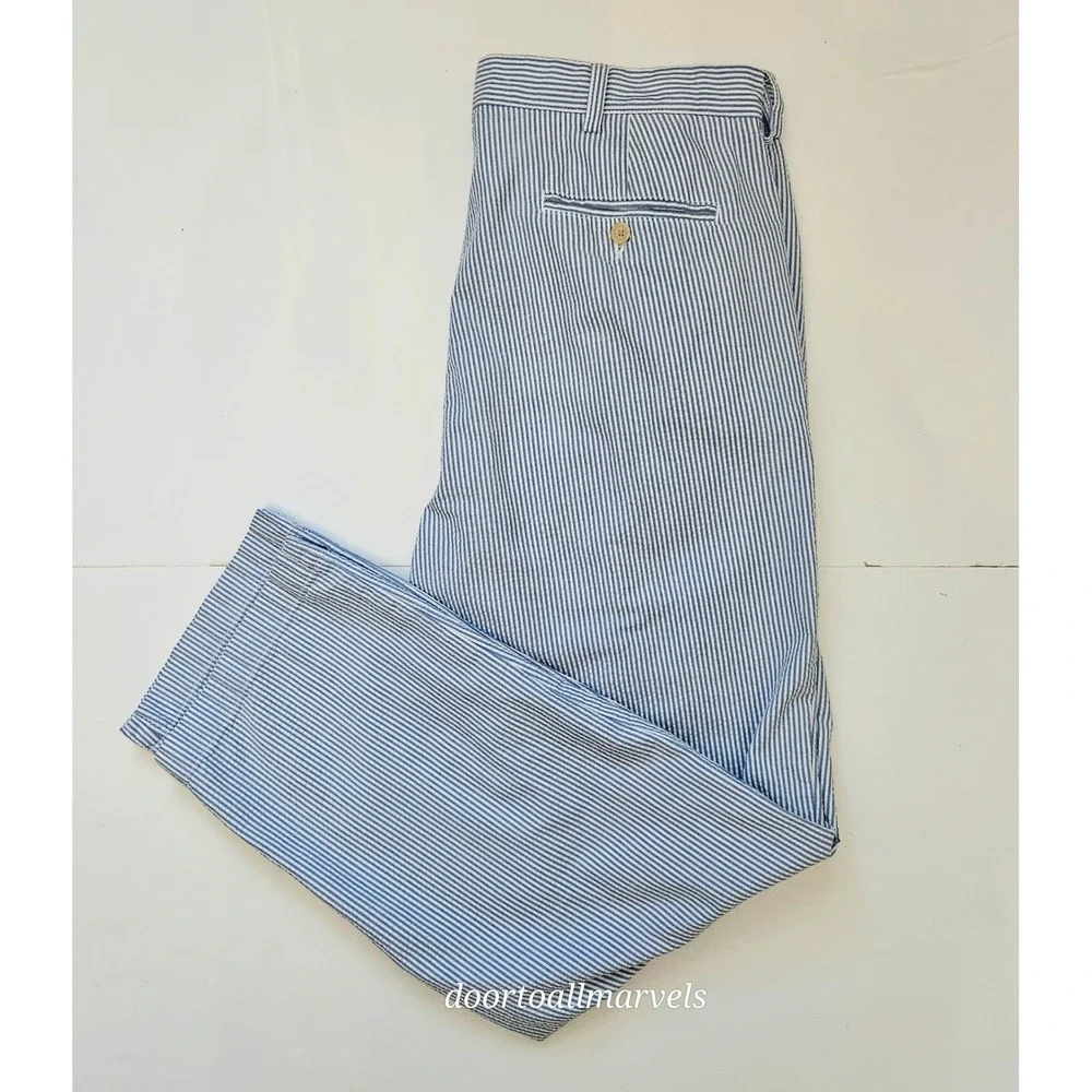 Vintage '90s Polo Ralph Lauren ANDREW Pant Seersucker Cotton Pleated Chino 36x30